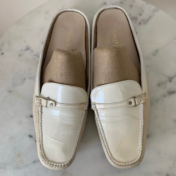 Cole Haan Patent Leather Loafer Mules in Ivory Women's 7.5 US - Picture 3 of 10